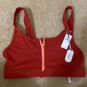 Aerie zipper front sports bra in rust orange. Size S. New with tags.